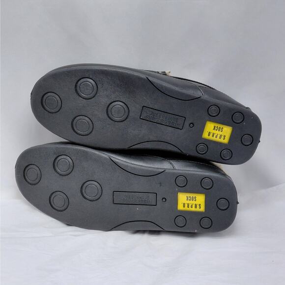 Deer Stags Slipperooz Black Faux Leather Slippers Mens 12M Indoor Outdoor Loafer - Picture 7 of 11